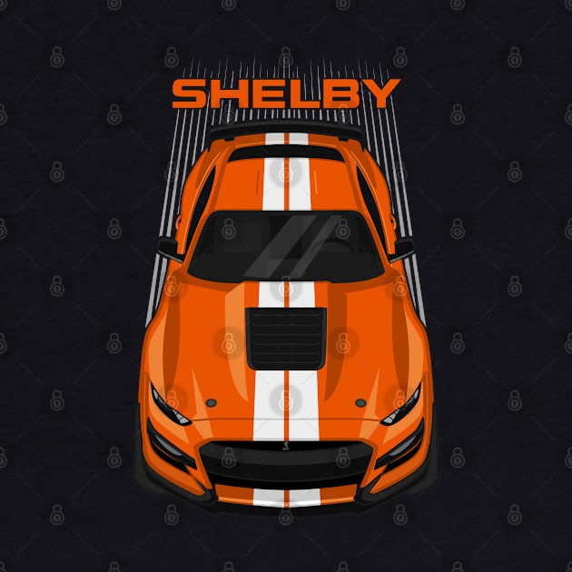 Ford Mustang Shelby GT500 2020-2021 - Twister Orange - White Stripes by V8social